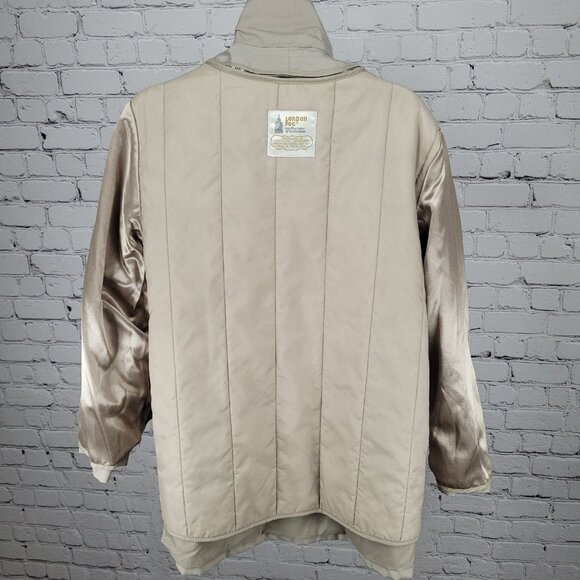 London Fog Beige Removable Thinsulate Liner Pleated Full Zip Jacket Size 14 - Picture 7 of 16